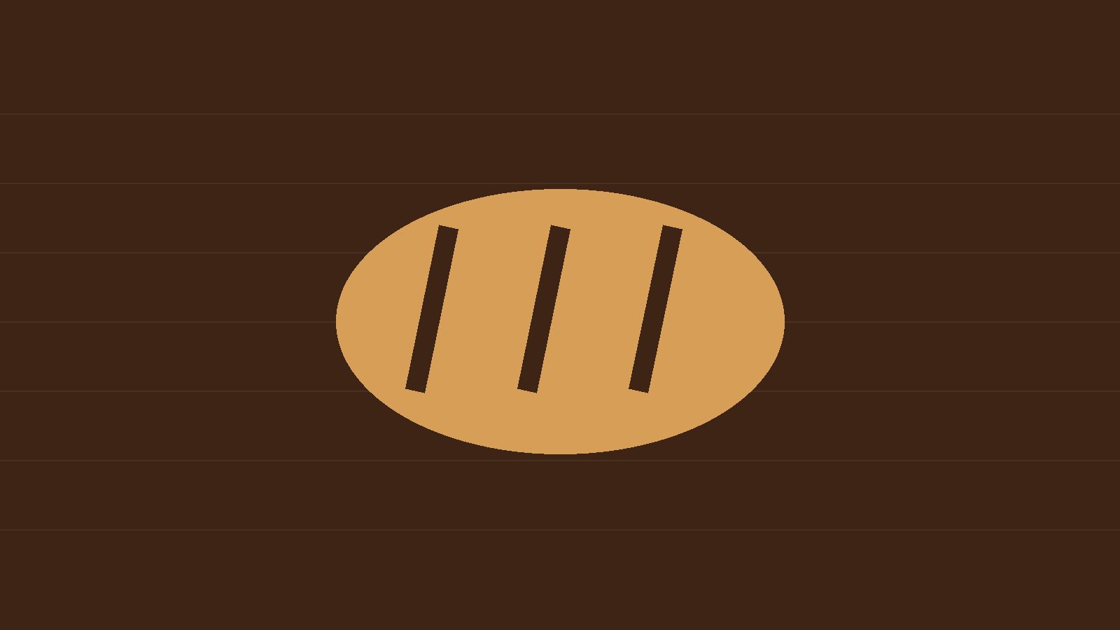 Illustration of a golden scored loaf on a warm brown background, representing the bakery's daily bread